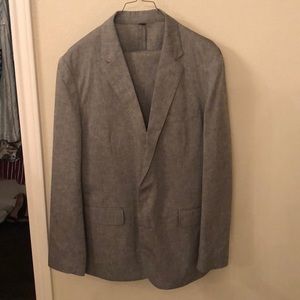 Gray linen j crew suit